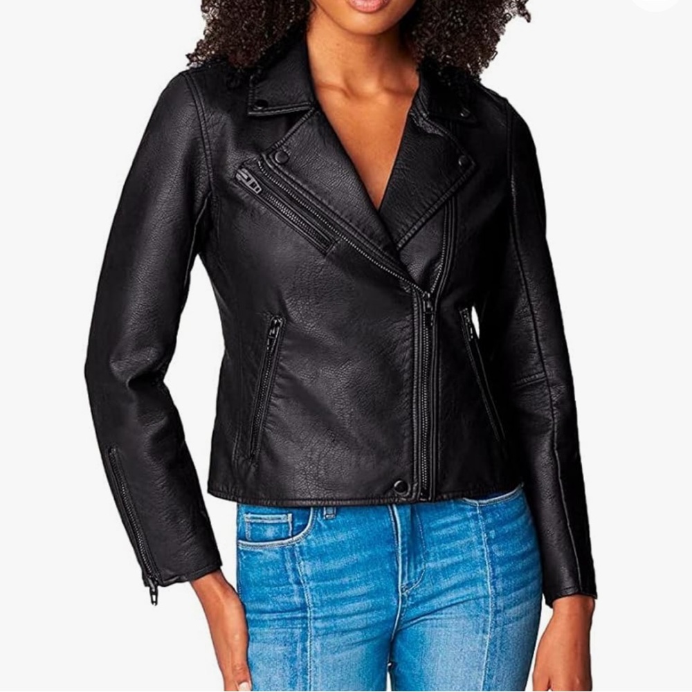 Blank NYC Black Faux Leather Jacket With Black Hardware Size M
